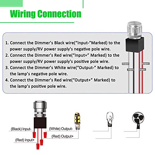 Greenclick 12v Dimmer Switch, DC Dimmer Switch 12 volt Dimmer Switch for LED Lights, RV, Auto, Truck, Marine, and Strip Lighting - LONG SHAFT -Silver