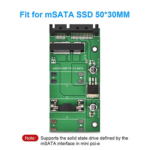 ELUTENG Msata Sata Adapter, Msata to Sata Adapter for Mini PCIe 3050mm, 6Gpbs m-SATA SSD Converter Solid State Drive Reader Card Support Laptop Desktop