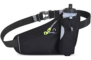 HOTEMIA Fanny Pack with Water Bottle Holder, Hydration Running Belt for Men Women Adjustable Strap Waist Bag Suitable for Hiking Running Walking Jogging Camping(Bottle Not Included) (Black)