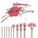 Anne's Giverny Makeup Brushes 10pcs Professional Face Make up Brush Set Foundation Powder Blush Kabuki Blending Fan Eyeshadow Eye Brow Brush Cute Pink Cosmetic Brushes Set