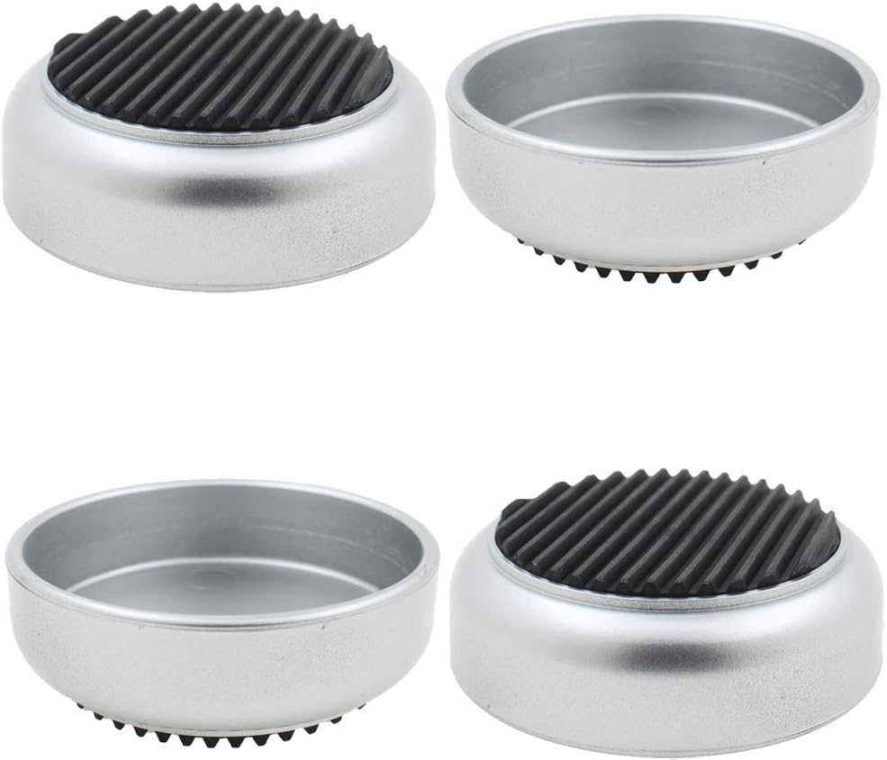 4X Rubber Base Castor Cups Non Slip Silver Protect Your Floors