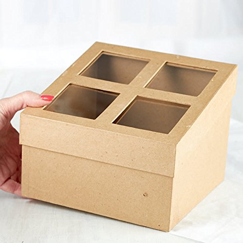 Ready to Embellish Slanted Paper Mache Box With WIndow Opening Top for Crafting, Storing and Creating