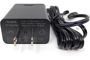 Yealink PS5V2000US Phone Power Supply, for Yealink IP Phones SIP-T29G, T46S T48S,T58A, T58-CAM,T54W, T57W, MP54, MP56 for Tea