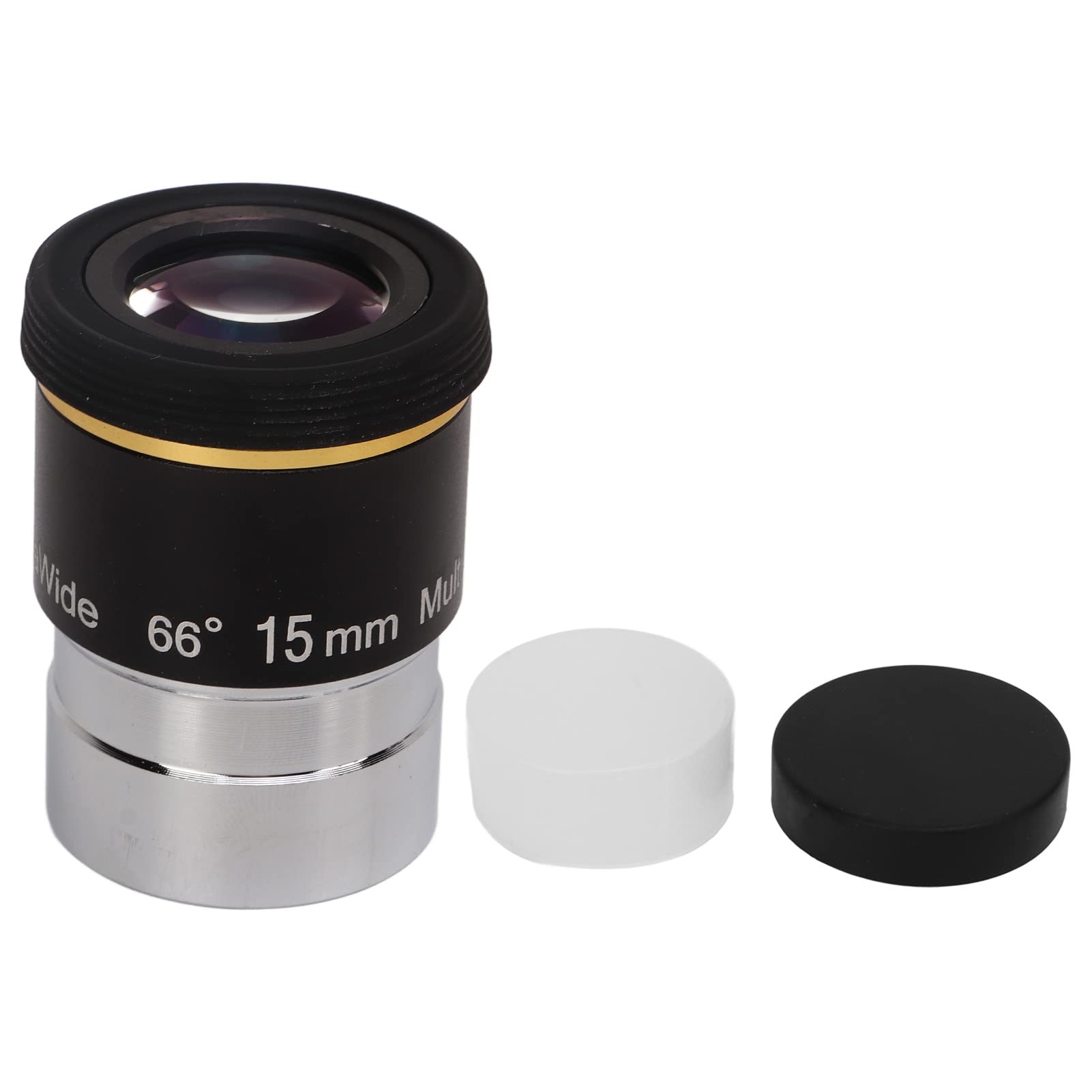 Zunate Telescope Eyepiece, 15mm 1.25inch Super Wide Angle Telescope Lens 66 Degree Apparent Field Telescope Accessory, M28.6 x 0.6mm Standard, FMC Green Film Metal