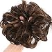 Dodoing Curly Messy Hair Bun Extension Ponytail Hairpiece Hair Extensions Dark Brown Mix Light Auburn,Dark Brown Mix Light Auburn,One Size