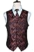 HISDERN Men's Classic Paisley Floral Jacquard Waistcoat & Necktie and Pocket Square Vest Suit Set
