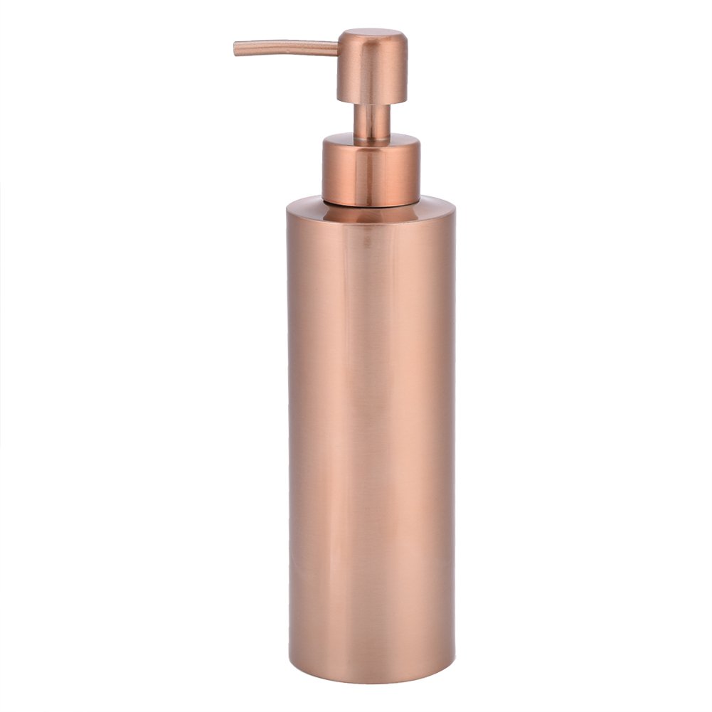 304 Stainless Steel Rose Gold Soap Bottle, Kitchen Bathroom Countertop Hand Pump Liquid Soap Bottle(350ML)