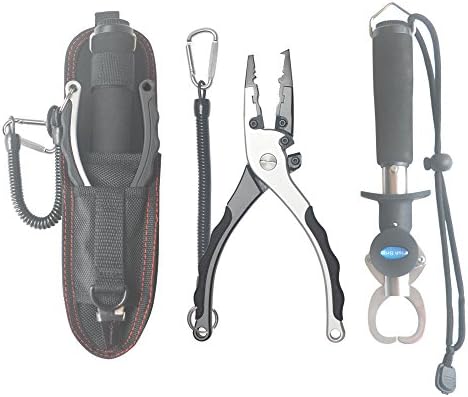 WQQW Fishing Pliers Fish Grip Gripper Tools Set Tungsten Steel Line Cutters Saltwater Resistant with Sheath Lanyard