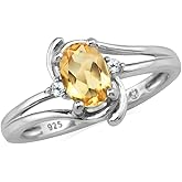 Silvershake 7x5MM Oval Shape Genuine Gemstone 925 Sterling Silver Engagement Wedding Anniversary Ring