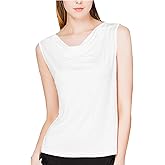 MOROUTLINE Womens Mulberry Silk Tank Top/Sleeveless Cowl Neck Pure Silk Blouse Tops|Summer Real Silk Tank T-Shirt