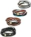 ORAZIO 4Pcs Leather Bracelet for Men Womens Rope Wrap Bangle Cuff Bracelet,7-8 Inches Adjustable