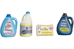 MELODY JANE DOLLS HOUSES Melody Jane Dollhouse Modern Washing Machine Detergents Laundry Accessory Set