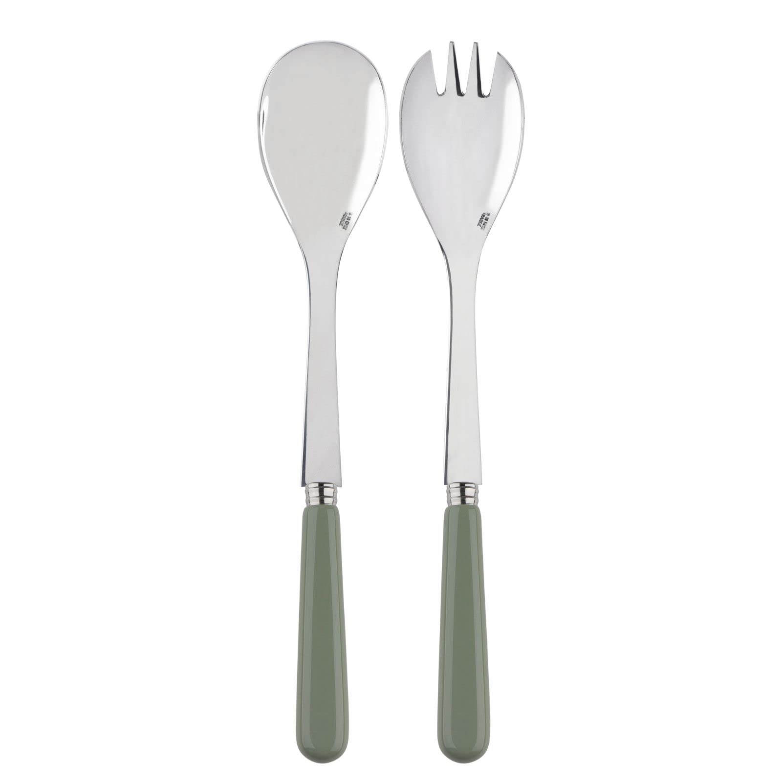 SABRE PARIS - Pop Salad Servers 2Pcs - Salad Spoons - Premium Stainless Steel - Asparagus Green
