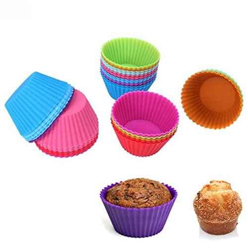 Muluo 1pcs/12pcs Silicone Cupcake Mold DIY Baking Fondant Muffin Cake Decorating Liner Pudding Jelly Case
