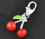 Divine Beads Silver Plated Red Cherries dangle