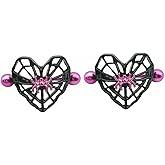 Niaspi 14G Heart Spider Web Nipple Rings for Women 316L Stainless Steel Black Spider Web Nipplerings Nipple Piercing Barbell Nipple Shield Studs Halloween Body Piercing Jewelry