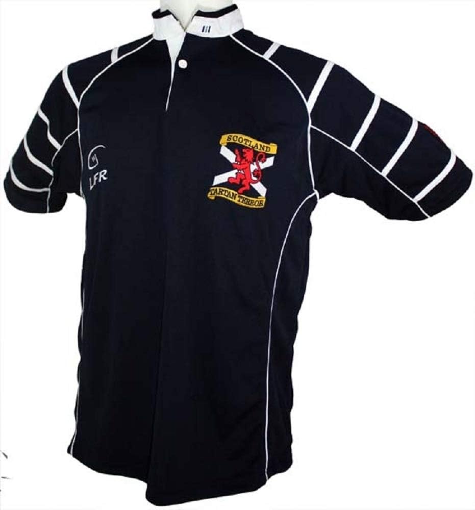 Siilky Sullivan Collection Short Sleeve Tartan Terror Rugby Jersey (XXXL) Navy Blue