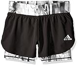 adidas Big Girls' 2 in 1 Short, Black/Black White Motion Print, Medium/10-12
