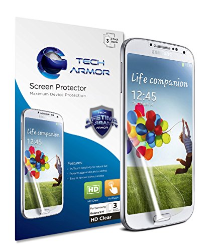 Galaxy S4 Screen Protector, Tech Armor High Definition HD-Clear Samsung Galaxy S4 Screen Protector [3-Pack]