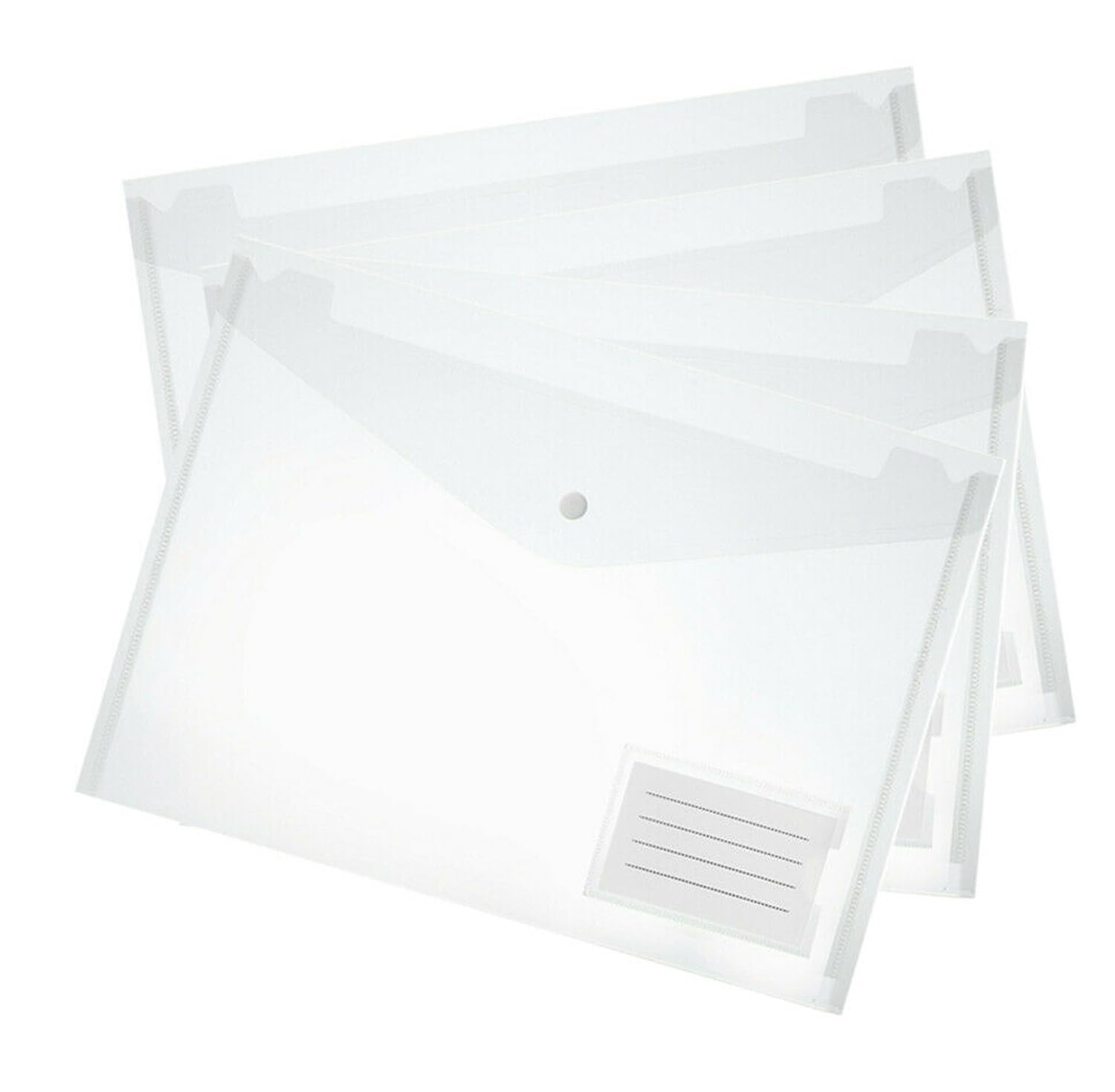 Plastic Wallets Folders - 32 Pcs A4 Clear Plastic Popper Wallet Document Folder with Button Closure - AVARTEK