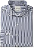 Ben Sherman Men's Slim Fit Dobby Stripe Spread Collar Dress Shirt, Royal, 16.5