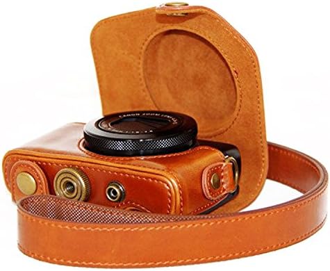 zdMoon Brown Leather Hard Camera protect case bag Grip strap for Canon PowerShot G7X