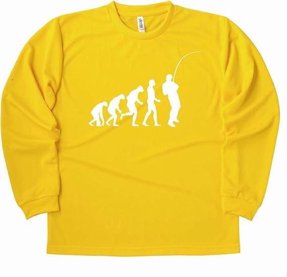 Amazon 9色 人類の進化 釣り 長袖 ドライ Tシャツ 釣り フィッシング おもしろ Tシャツ ティーシャツ ティシャツ 誕生日 プレゼント バースデー ギフト 贈り物 ネタtシャツ 面白 Tシャツ 男性 女性 オリジナル 釣りtシャツ Tシャツ カットソー 通販