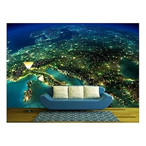 Highly Detailed Earth, Illuminated by Moonlight. - Removable Wall Mural | Self-Adhesive Large Wallpaper - 66x96 inches