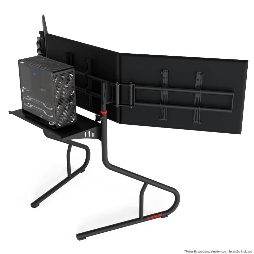 Extreme Sim Racing Triple Screen Tv Stand Add-on Upgrade With Back Tray - Fits almost all Sim Racing Rigs in the Market - Suitable for TV sizes up to 3 x 37