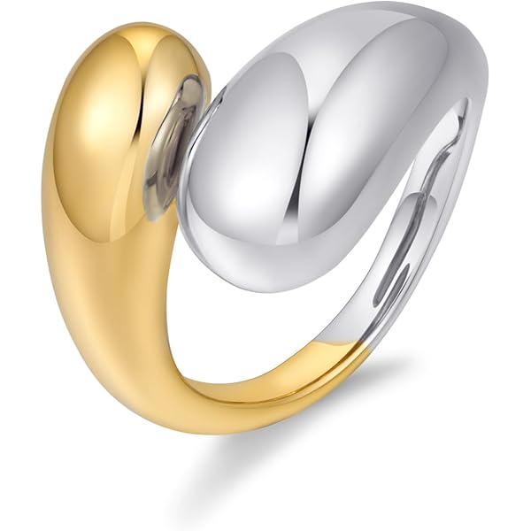 Silverly Anillo De Plata De Ley 925 Pulida De 3 Capas Superpuestas Con Lágrima Y Goteo Para Mujer, Plata 925,Plata De Ley 925, Plata, Sin Piedras Preciosas
