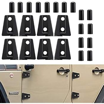 Car Door Hinge Cover Trim Delaman for Wrangler JK Unlimited 4-Door 2007-2018 8pcs Black