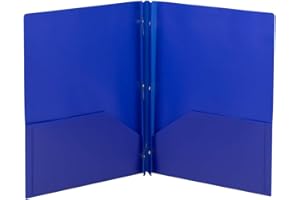 Smead Poly Two-Pocket Folder, Three-Hole Punch Prong Fasteners, Letter Size, Blue, 3 per Pack (87731)