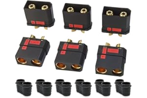 BABUVYA Qs8 Connector Male and Female High Current Antispark Connector Black Application with Remote Control Toys Drone Battery Charger Etc (3 Pairs)