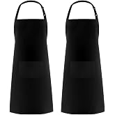 Syntus 2 Pack Adjustable Bib Apron Waterdrop Resistant with 2 Pockets Cooking Kitchen Aprons for Women Men Chef
