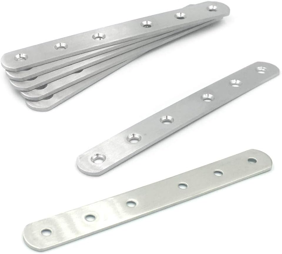 BuxiuGK 6 Pieces 164x20 mm Flat Brace Flat Bracket Stainless Steel Heavy Duty Straight Repair Joining Mending Flat Bracket for Furniture Fixation