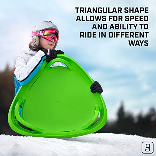 Gizmo Riders Meteor Snow Sled- Multi-Purpose Sit or Kneel Saucer Sled Built for Speed with Raised Safety Handles for Maximum Steering Control, Up to 200lbs Snow Sled for Kids 3 and up (Black, 24 Inch) - Thumbnail 5