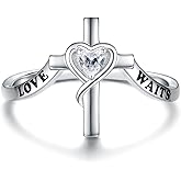 925 Sterling Silver True Love Waits Ring Purity Cross Rings Jewelry Gifts for Daughter Women Lady girlfriend