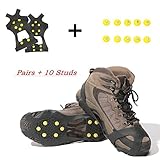 Carryown Ice Grips Traction Cleats Ice Cleats Snow Grips Snow Cleats for Men and Women+ 10 Extra Replacement Studs