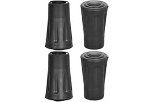 4 Pack Trekking Pole Rubber Tips, 12mm Replacement Ferrules for Hiking Poles, Soft Rubber End to Reduce Noise and Protect Tip
