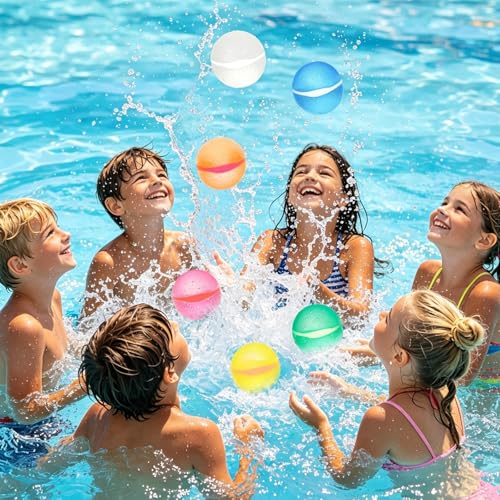 24PCS Reusable Water Balloons for Kids,Magnetic Refillable Latex-Free Silicone Water Bomb with Mesh Bag,Swimming Pool Toys Beach Summer Party Supplies Bath Toy Outdoor Idea Gift for Kids