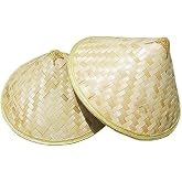 zonzxcv 2 Pcs Handmade Bamboo Hat Rice hat Asian Hat Cosplay Cap Dia.16.7 Inches Yellow