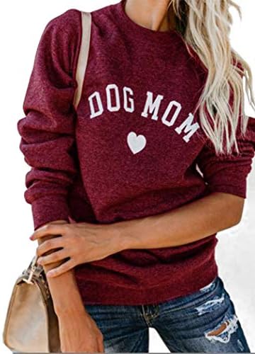 Womens Tops Cat Dog Mom Shirts Long Sleeve Crewneck Graphic Tees