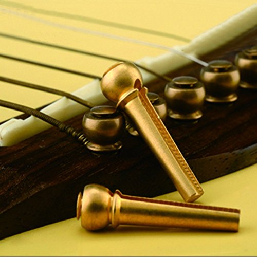 Pakala66 Pure Copper Acoustic Guitar Bridge Pin Cone,Turned String Pegs,End Pins Endpin Pack of 6