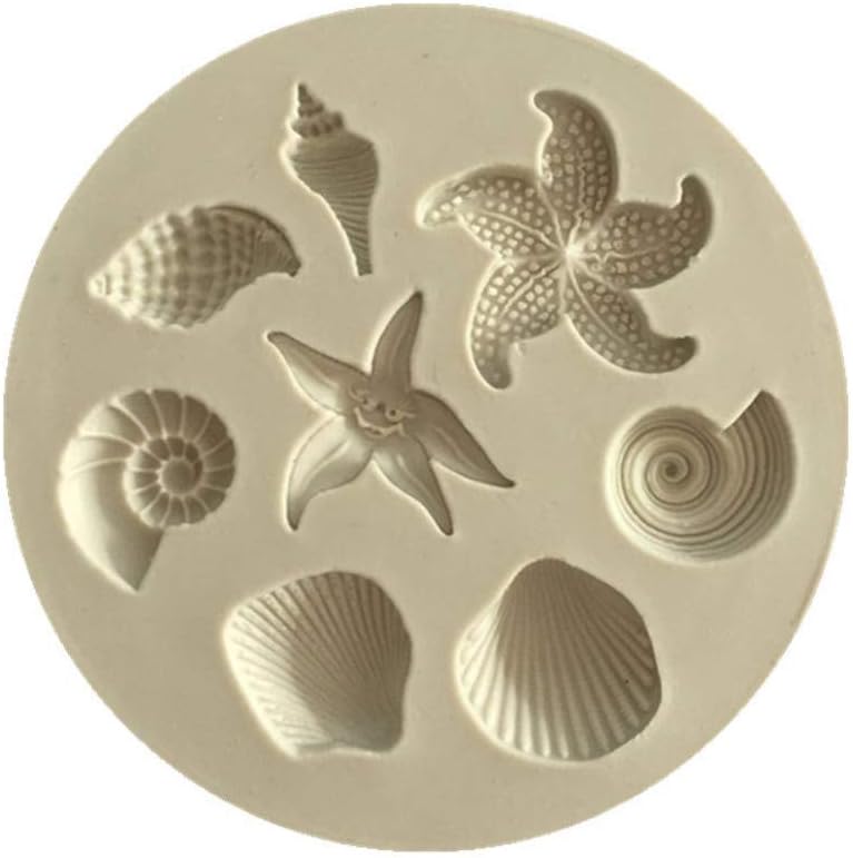 Adeeing Silicon Molds Jewelry Making Mould Chocolate Cake Fondant, Sea Conch Starfish Shell Shaped Design (Gray)