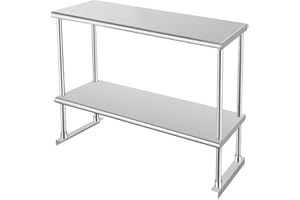 HARDURA RESTAURANT EQUIPMENT HARDURA Stainless Steel Overshelf 12X30 Inches, NSF Commercial Double Shelf for Prep Work Table in Restaurant, Home and Kitchen