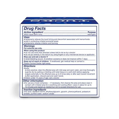 TUCKS Medicated Cooling Pads, 100 Count Hemorrhoid Pads with Witch