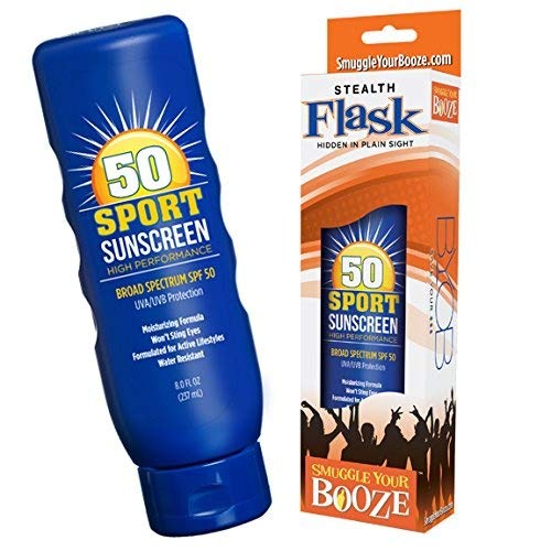 Sunscreen Lotion Bottle Fake Hidden Alcohol Flask 2 Pack with 2 Funnels