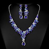 FAYBOX Glamorous Crystal Rhinestone Beading Necklace Earrings Wedding Jewelry Sets