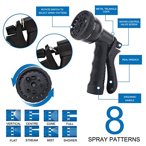 LETIME 100ft Expandable Water Hose Set Retractable Garden Hose Flexible Hose Storage 3/4" Brass Valve 8 Function Hose Nozzle
