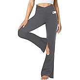 ZOOSIXX Black Flare Yoga Pants for Women, Crossover Soft Bootcut Leggings